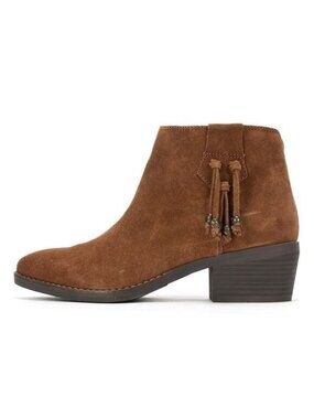 Leather Booties Size 7.5 Boho Brown Suede Fringe